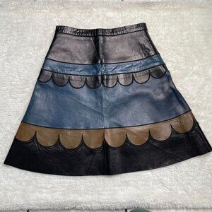 Red Valentino Women's Multicolored Leather A-Line Scallop Print Skirt IT40 / 4US